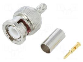 Plug | BNC | male | straight | 50Ω | crimped | for cable | delrin (POM)