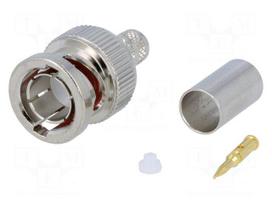 Plug | BNC | male | straight | 75Ω | crimped | for cable | delrin (POM)