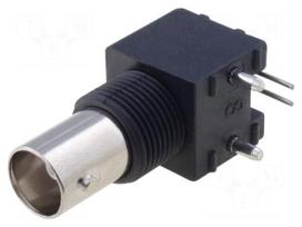 Socket | BNC | female | insulated | angled 90° | 75Ω | THT | delrin (POM)
