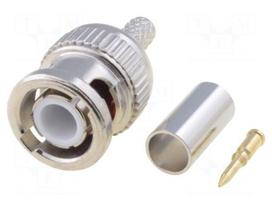 Plug | BNC | male | straight | 50Ω | crimped | for cable | delrin (POM)