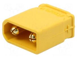 Socket | DC supply | XT30 | male | PIN: 2 | on PCBs | THT | Colour: yellow