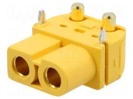 Socket | DC supply | XT60 | female | PIN: 2 | on PCBs | THT | Colour: yellow