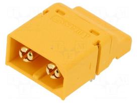 Socket | DC supply | XT60 | male | PIN: 2 | on PCBs | SMT | Colour: yellow