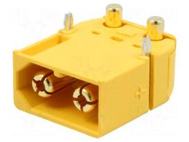 Socket | DC supply | XT60 | male | PIN: 2 | on PCBs | THT | Colour: yellow
