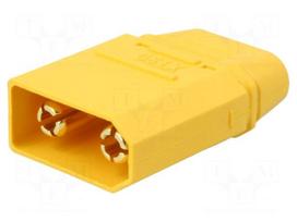 Plug | DC supply | XT90 | male | PIN: 2 | for cable | soldered | 40A | 500V