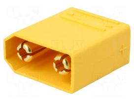 Socket | DC supply | XT90 | male | PIN: 2 | on PCBs | THT | Colour: yellow