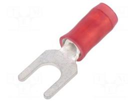 Fork terminal | M4 | Ø: 4.3mm | 0.26÷1.65mm2 | crimped | for cable | red