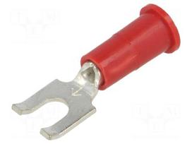 Fork terminal | M3,5 | Ø: 3.66mm | crimped | for cable | insulated | red