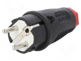 Connector: AC supply | male | plug | 2P+PE | 250VAC | 16A | for cable