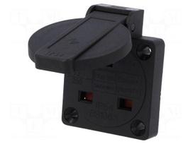 Connector: AC supply | socket | 2P+PE | 250VAC | 16A | black | PIN: 3 | IP54