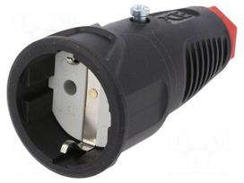 Connector: AC supply | female | socket | 2P+PE | 250VAC | 16A | for cable