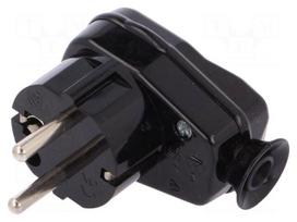 Connector: AC supply | male | plug | 2P+PE | 250VAC | 16A | black | PIN: 3
