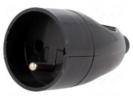 Connector: AC supply | female | socket | 2P+PE | 250VAC | 16A | black