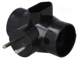 Connector: AC supply | splitter | 2P | Type: round,flat | black