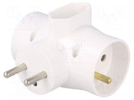Connector: AC supply | splitter | 2P,2P+PE | white | Output: 3x socket