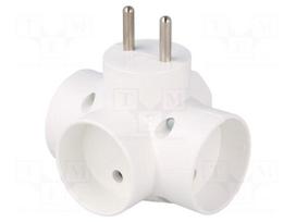 Connector: AC supply | splitter | 2P | Type: round,flat | white