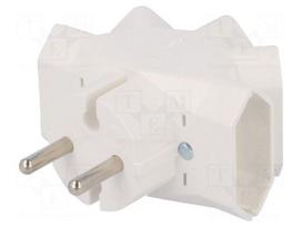 Connector: AC supply | splitter | 2P | 250VAC | 6A | white