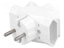 Connector: AC supply | splitter | 2P | 250VAC | 6A | Type: flat | white
