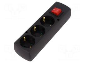Connector: AC supply | female | splitter | 2P+PE | 250VAC | 16A | black