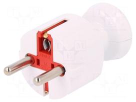 Connector: AC supply | male | plug | 2P+PE | 250VAC | 16A | white | PIN: 3