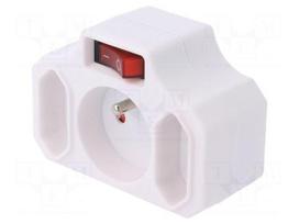 Connector: AC supply | splitter | 2P+PE | 230VAC | white