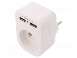 Connector: AC supply | splitter | 2P+PE | 250VAC | 10A | white