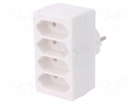 Connector: AC supply | splitter | 2P | Type: round,flat | white