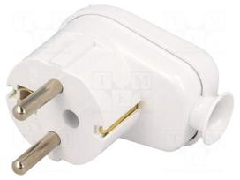 Connector: AC supply | male | plug | 2P+PE | 230VAC | 16A | white | PIN: 3
