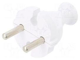 Connector: AC supply | male | plug | 2P | 230VAC | 10A | white | for cable