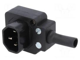 Connector: AC supply | plug | male | 10A | 250VAC | IEC 60320 | for cable
