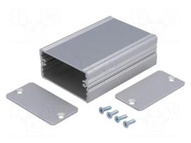 Enclosure: with panel | AKG | X: 55mm | Y: 80mm | Z: 28mm | aluminium | grey