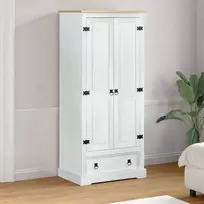 Spintos su stalčių Balta 76 x 50 x 170 cm Kietos pušies mediena