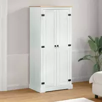 Spintos su lentyna Balta 76 x 50 x 170 cm Kietos pušies mediena