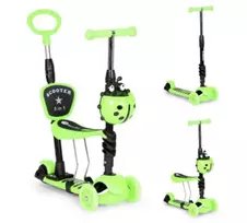 Triratis balansinis paspirtukas boružėlė su stūmimo rankena Scooter 5in1, žalias