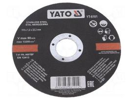 Cutting wheel | Ø: 115mm | Øhole: 22mm | Disc thick: 1.2mm | 13200rpm