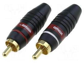 Plug | RCA | male | straight | soldering | for cable | Marker: white,red