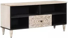 Televizoriaus spintelė su stalčių Balta 100 x 33,5 x 46 cm