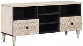 Televizoriaus spintelė su stalčių Balta 100 x 33,5 x 46 cm