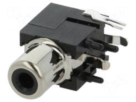 Socket | RCA | female | angled 90° | THT | brass | nickel plated | on PCBs