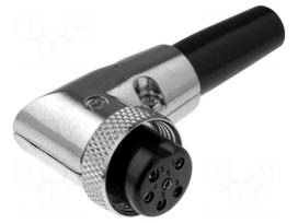 Plug | microphone | female | PIN: 6 | for cable | angled 90° | 6mm