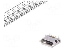 Socket | USB B micro | on PCBs | SMT,THT | PIN: 5 | horizontal | USB 2.0