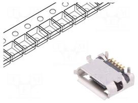 Socket | USB B micro | on PCBs | SMT,THT | PIN: 5 | horizontal | USB 2.0