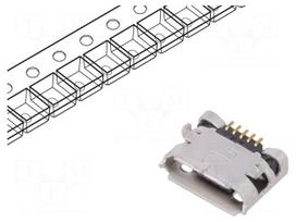 Socket | USB B micro | on PCBs | SMT,THT | PIN: 5 | horizontal | USB 2.0