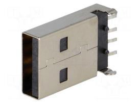 Plug | USB A | on PCBs | SMT | PIN: 4 | horizontal | USB 2.0
