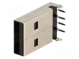 Plug | USB A | on PCBs | THT | PIN: 4 | angled 90° | USB 2.0