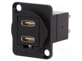 Adapter | USB C socket-front,USB C plug-back | FT | double | metal