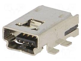 Socket | USB A mini | SMT | PIN: 4 | horizontal