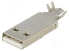 Plug | USB A | for cable | soldered | PIN: 4 | straight | USB 2.0 | 1A | 30V