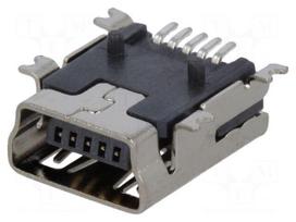 Socket | USB B mini | on PCBs | SMT | PIN: 5 | horizontal | USB 2.0 | 1A