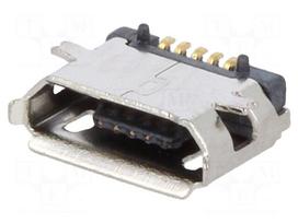 Socket | USB B micro | on PCBs | SMT | PIN: 5 | horizontal | USB 2.0 | 1A